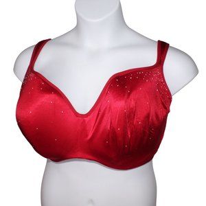 Cacique 44H Red Rhinestone Embellishment Full Coverage, Underwire Padded Cup Bra